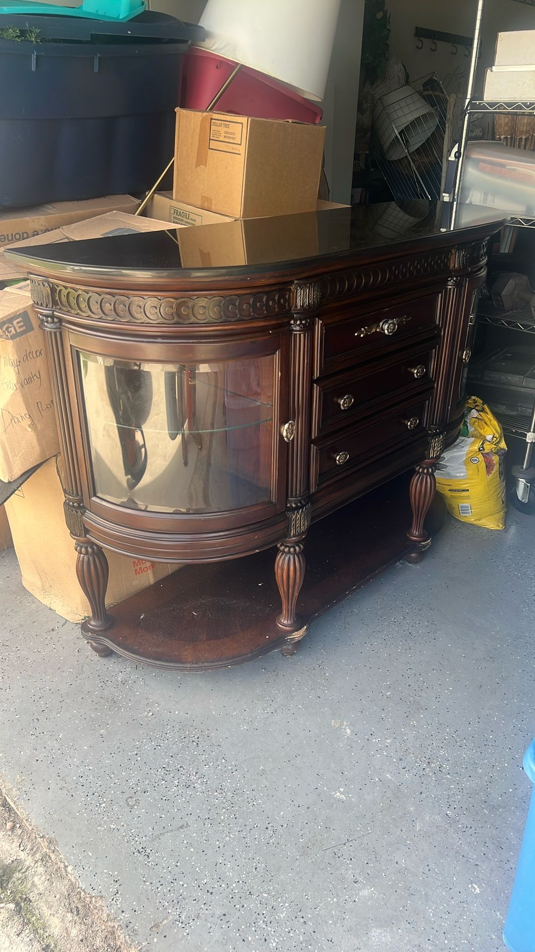 Buffet Console Brown Color W/ Shiny Top