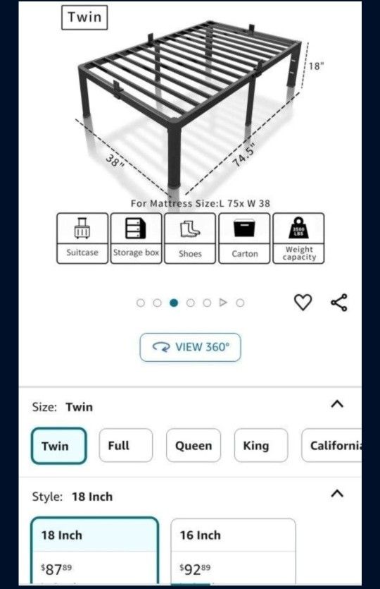 TW Bed Heavy Duty 16/18in Frame