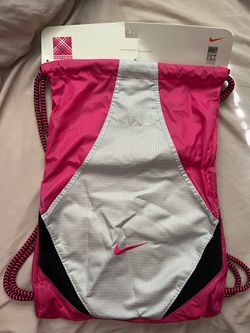 New Nike Drawstring Gym Bag Pink and Gray
