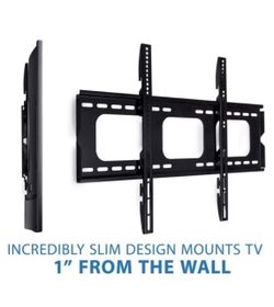 Mount-It! Low-Profile TV Wall Mount 1" Slim Fixed Bracket for 32, 40, 42, 48, 49, 50, 51,52, 55, 60 inch TVs VESA Compatible up to 600 × 400 Black