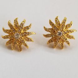 Gold Plated Sterling Silver And Cz Earrings 