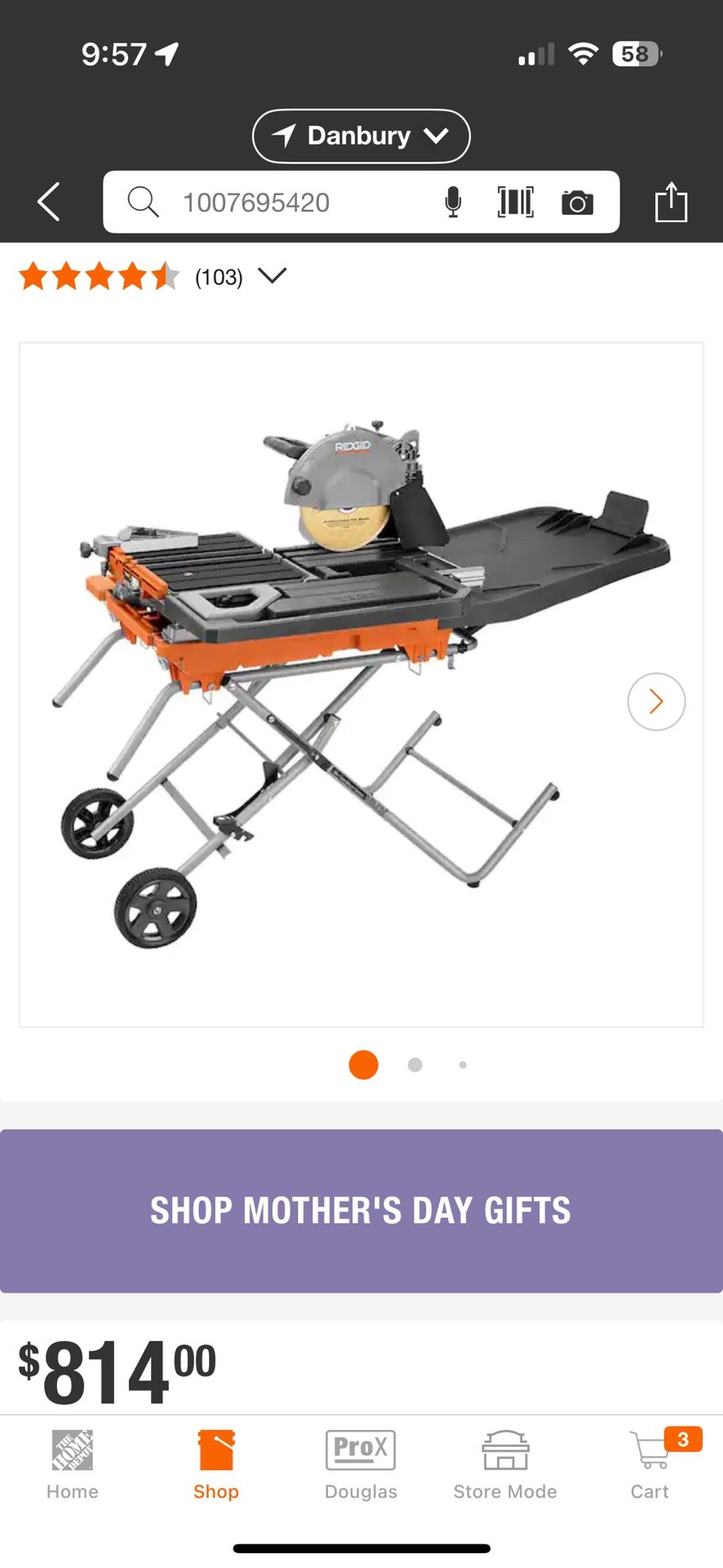 Wet Tile Saw 10”