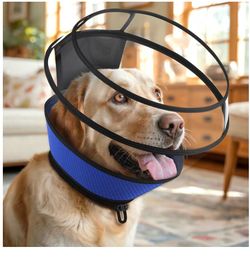 Size L, Soft Dog Cone for Dogs After Surgery,Transparent Breathable Dog Cone Collar for Small Large Medium Size Dog,Adjustable Depth Pet Recovery Coll