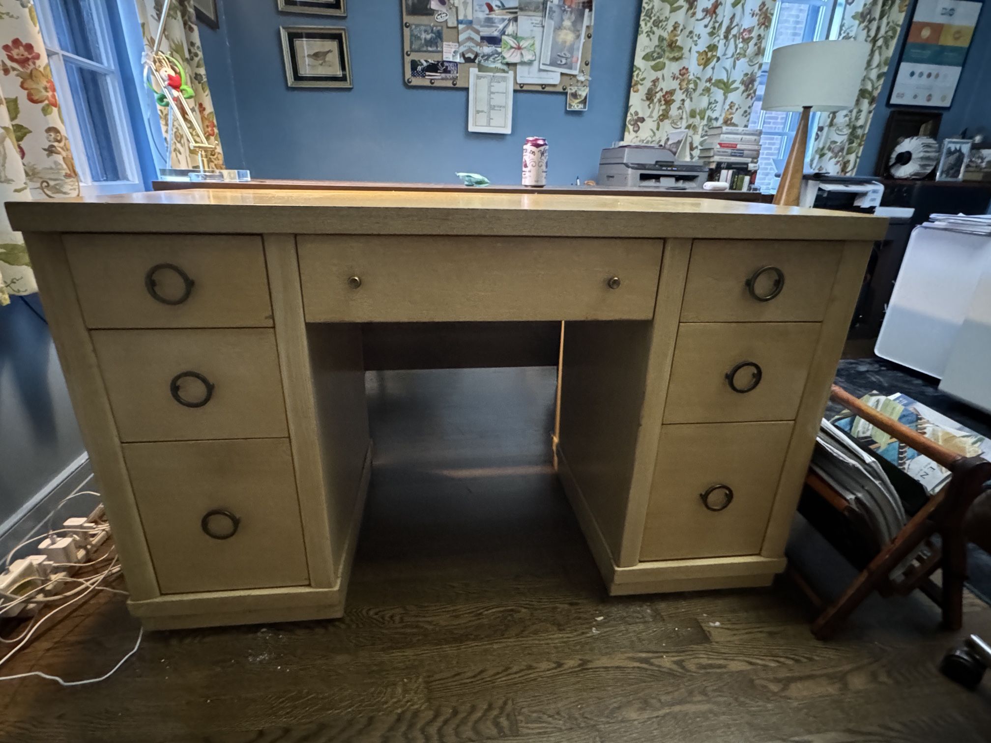 Blonde Wood Desk—vintage Deco Style 