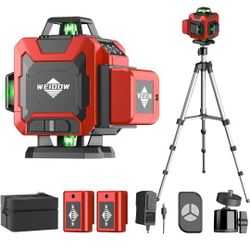Laser Level 360 Self Leveling with Tripod,WEIDDW 4D Lazer Level,4x360° Cross Line Laser for Construction Project Renovation,Floor Tile, Laser Level Li