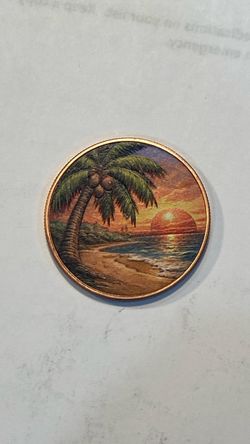 Tropical Sunset Beach Scene Collectible Coin