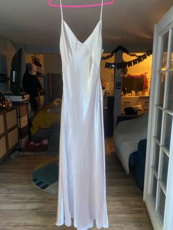 Silver Metallic Satin Slip Maxi Dress