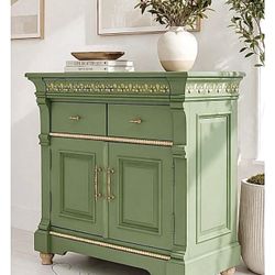 Beautiful Sage Green Vintage Designer Inspired Cabinet Console Table Entry Piece 