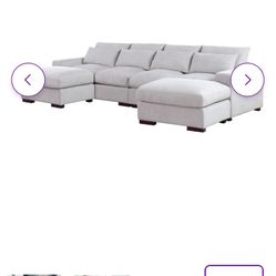 Biaggio Linen Blend Sectional with 2 Ottomans,Sectional Couch