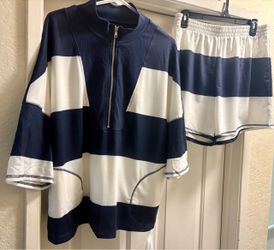 Navy & White Striped Two-Piece Short Set NWT