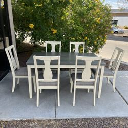 7 Piece Gray Farmhouse Dining Set ( Can Deliver For $10 )