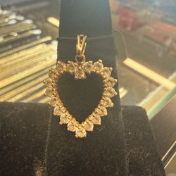 14KT Heart Pendant W/ CZ Stones 30876-1 
