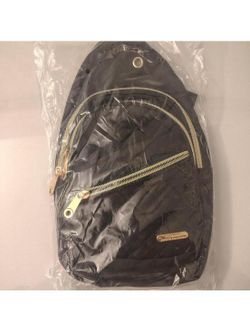 🖤 Brand New Black Quilted Crossbody Sling Bag with Gold‎ Zippers 🖤