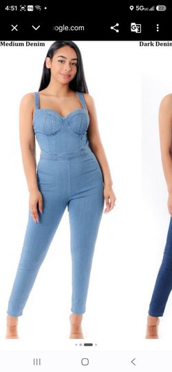 New denim jumpsuit open back