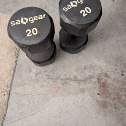 Pair of 20 lb Sa Gear Dumbbells