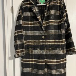 Plaid Heavy Long Coat-size medium 