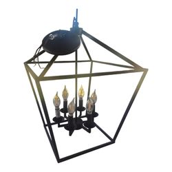 Modern Matte Black Geometric Chandelier Pendant Light - Includes Bulbs!