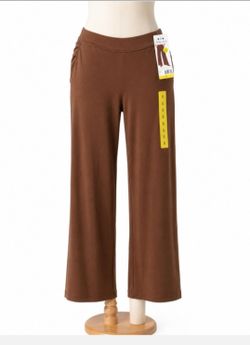Three Dots Brown Wide-Leg Stretch Trousers