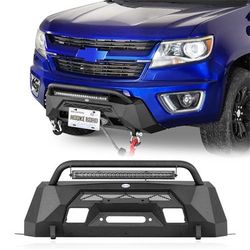 Stubby Front Bumper w/ Winch Plate & LED Spotlight (15-20 Chevy Colorado, Excluding ZR2 Models) - Hooke Road