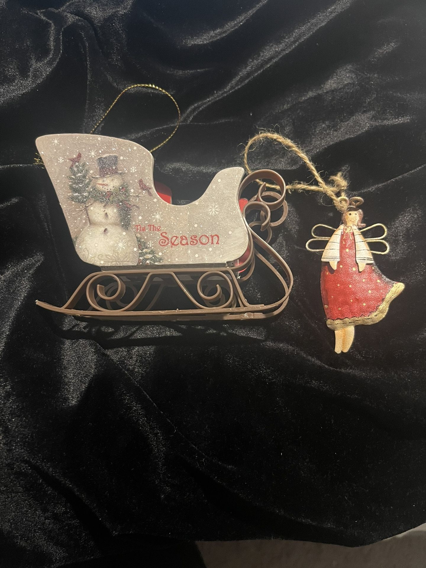 Metal Angel And 4” High Tis The Season Sleigh