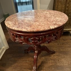 Antique Marble Table & Chair 