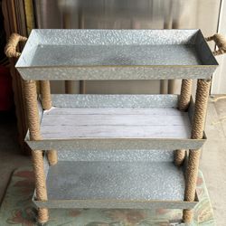 Galvanized Steel With Rope Accents Cart