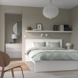 Used 1yr - White IKEA MALM Queen Bed Frame + LUROY Slats
