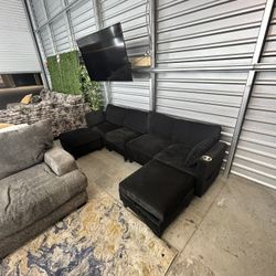 5pc Modular Black Sectional Sofa/ Couch (We Deliver) 