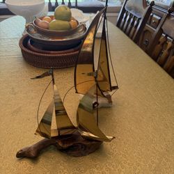 Vintage MCM Brass Mid Century Sailboats