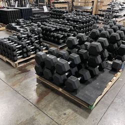 NEW Rubber Hex Dumbbells 🔥5-100LBS @ 1.10/ Pound🔥