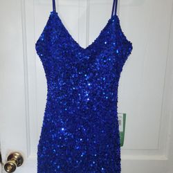 Royal Blue Cocktail Dress. Sequin Dress. Mini Dress. Party Dress. Spaghetti Strap Dress