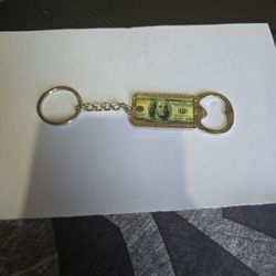 $100 Bill Keychain Open Bottle