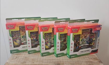 5 Sealed Pokemon First Partners Illustration Collection Series 1 Boxes - Mega Evolution and Phantasmal Flames