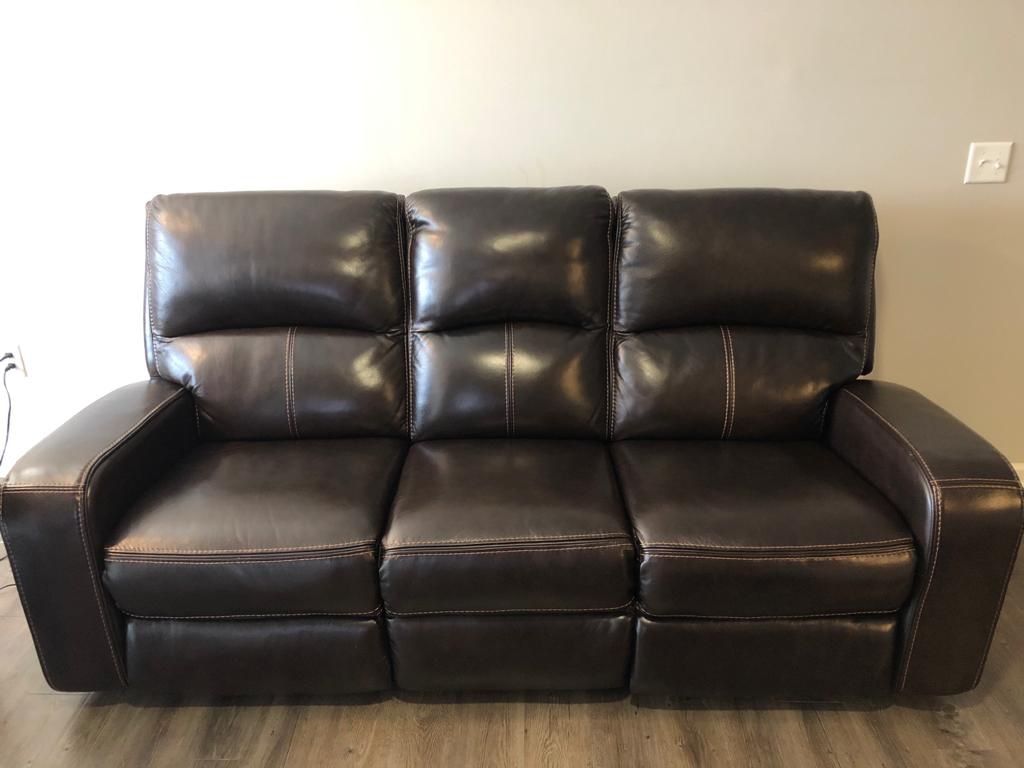 3-seat leather power recliner couch