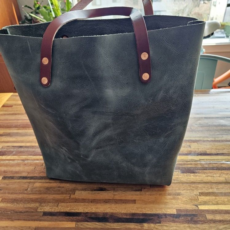 KMM & Co. Atlantic Blue Leather Tote