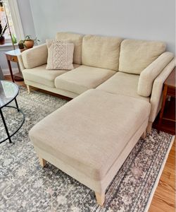 Beige Couch with Ottoman