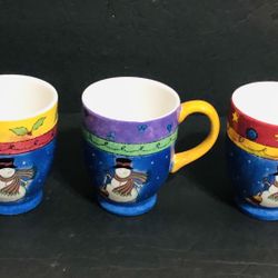 Sango The Sweet Shoppe Christmas Snowman Pedestal Mugs