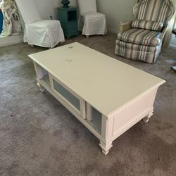 White Coastal Media Cabinet And End Table