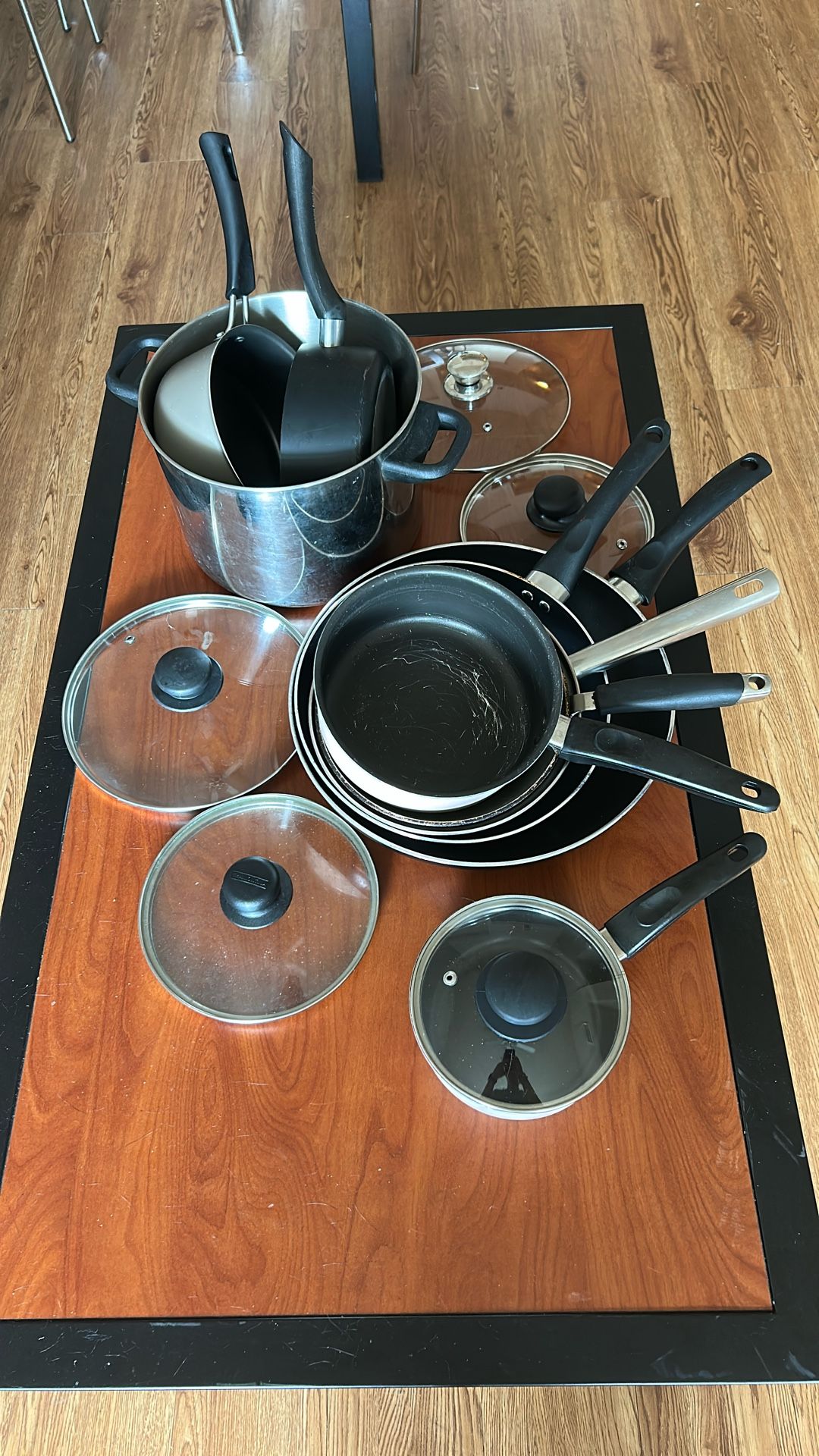 various pots and pans