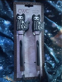 CWC Skeleton Cat Mini Tongs Set of 2