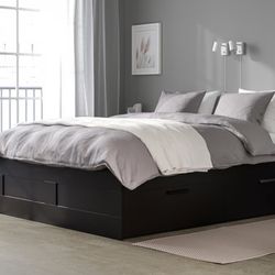 Queen Black Bed Frame With Storage “Brimnes” From IKEA
