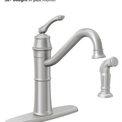 Moen Wetherly Spot Resist Stainless High-Arc Kitchen Faucet with Side Spray, 87999SRS