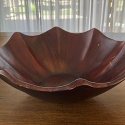 Vintage Mid-Century Modern Scalloped Wood Bowl