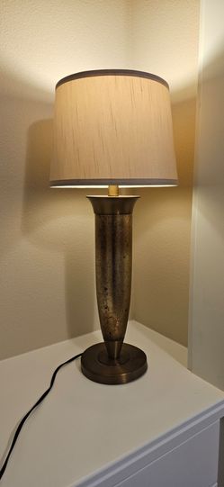Tall Brass Table Lamp with Drum Shade