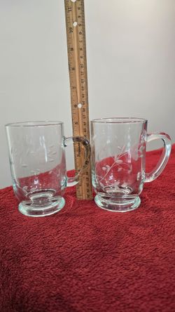 Princess House Heritage Large Glass Crystal Mugs $43.00