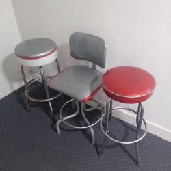 Three Bar Stools Recently Reupholstered.