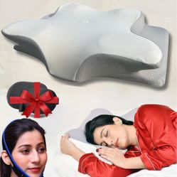 Cervical Pillow for Neck and Shoulder Support with armrest- Ergonomic Contour Memory Foam Pillow for All Sleeping Positions with Washable Pillowcase, 