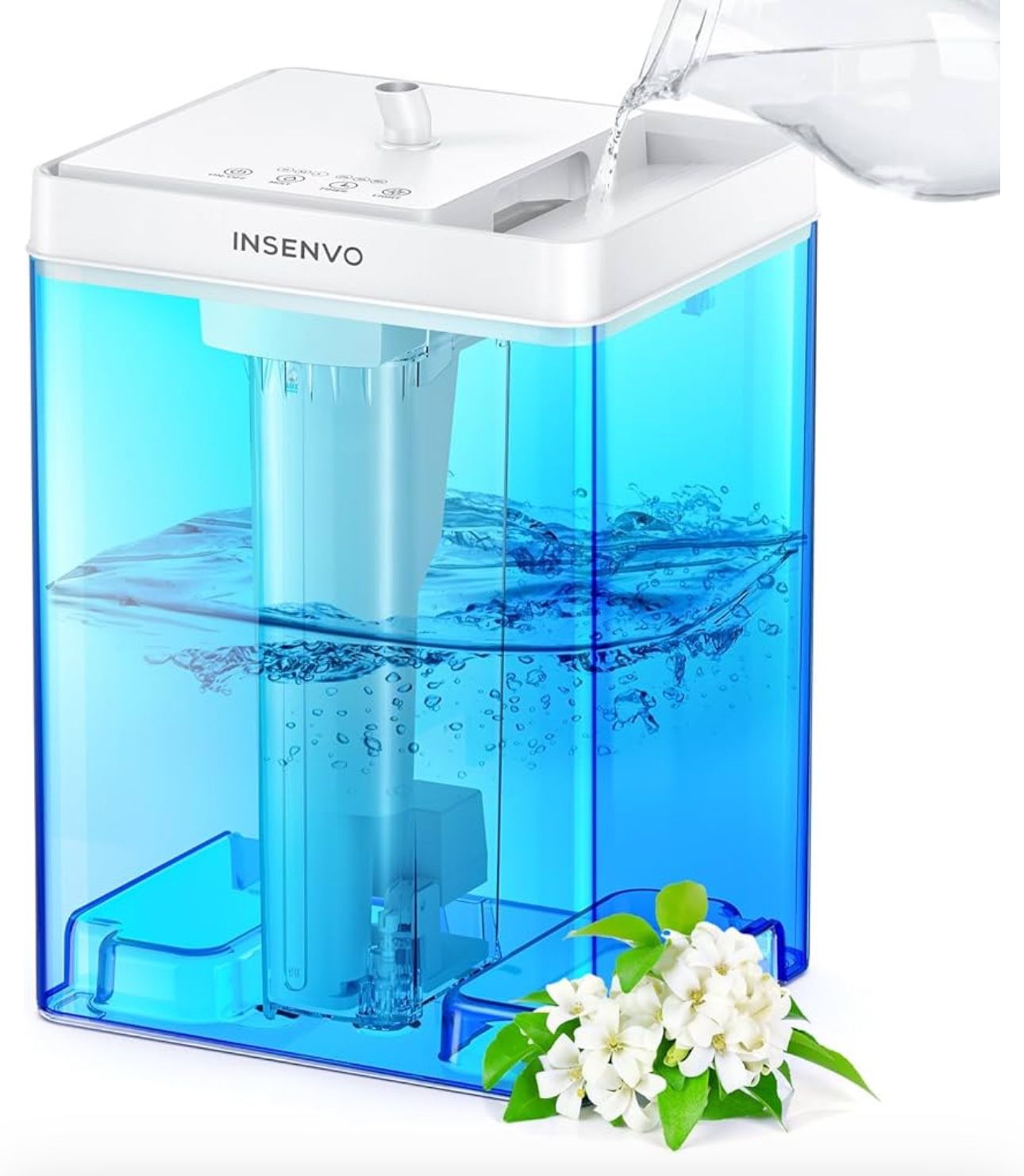  Air Humidifier for Bedroom, 7.5 L Top Fill Humidifiers, Auto Shut-off with Night Light, Cool Mist Ultrasonic Humidifiers Timer & Visualization, for K