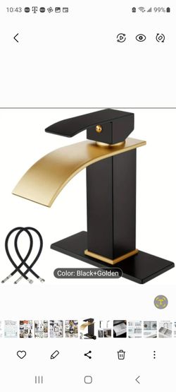Black and Gold Waterfall Bathroom Faucet
