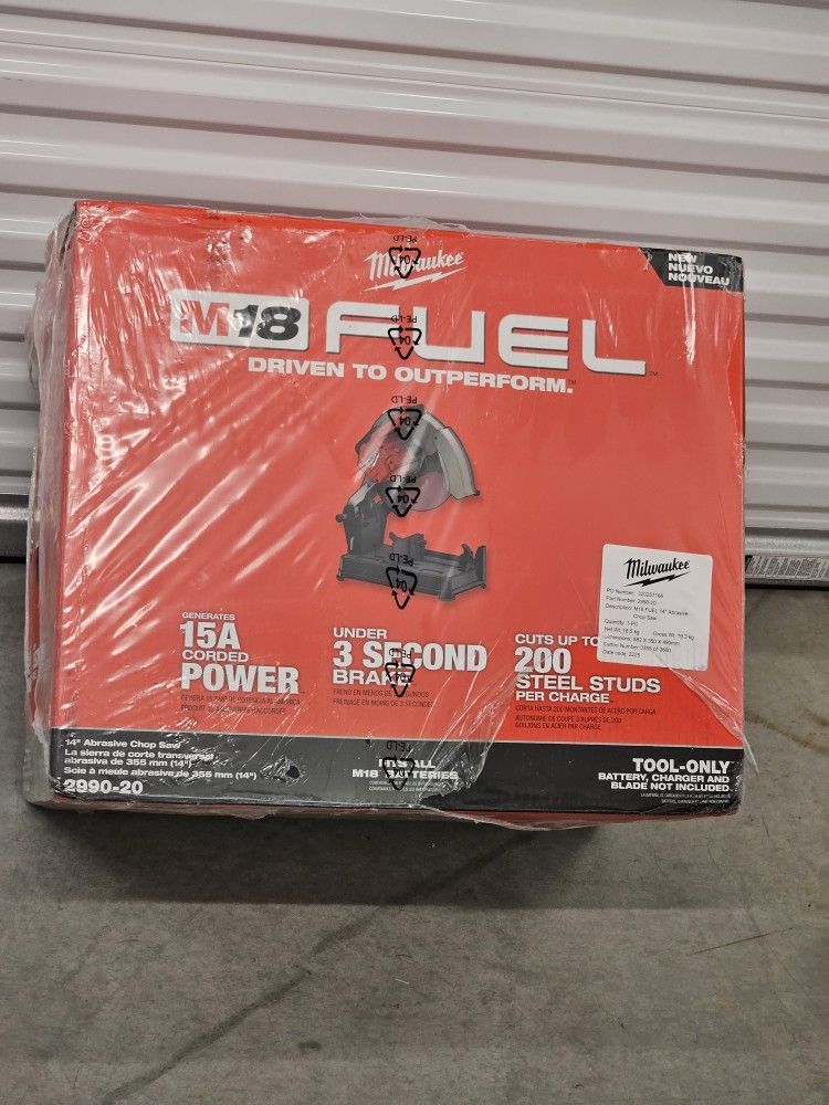 Milwaukee M18 FUEL 18V Brushless Cordless 14 in. Abrasive Cut-Off Saw (Tool-Only) Nuevas Herramientas